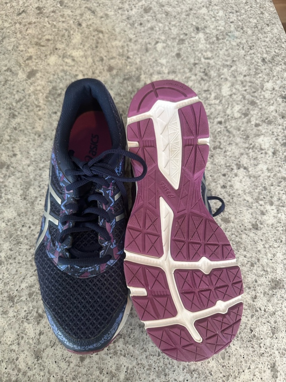ASICS Navy Athletic Running Shoes with Purple Accents - Picture 3 of 3